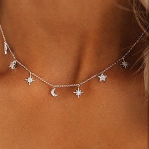 Choker necklace stars and moon
